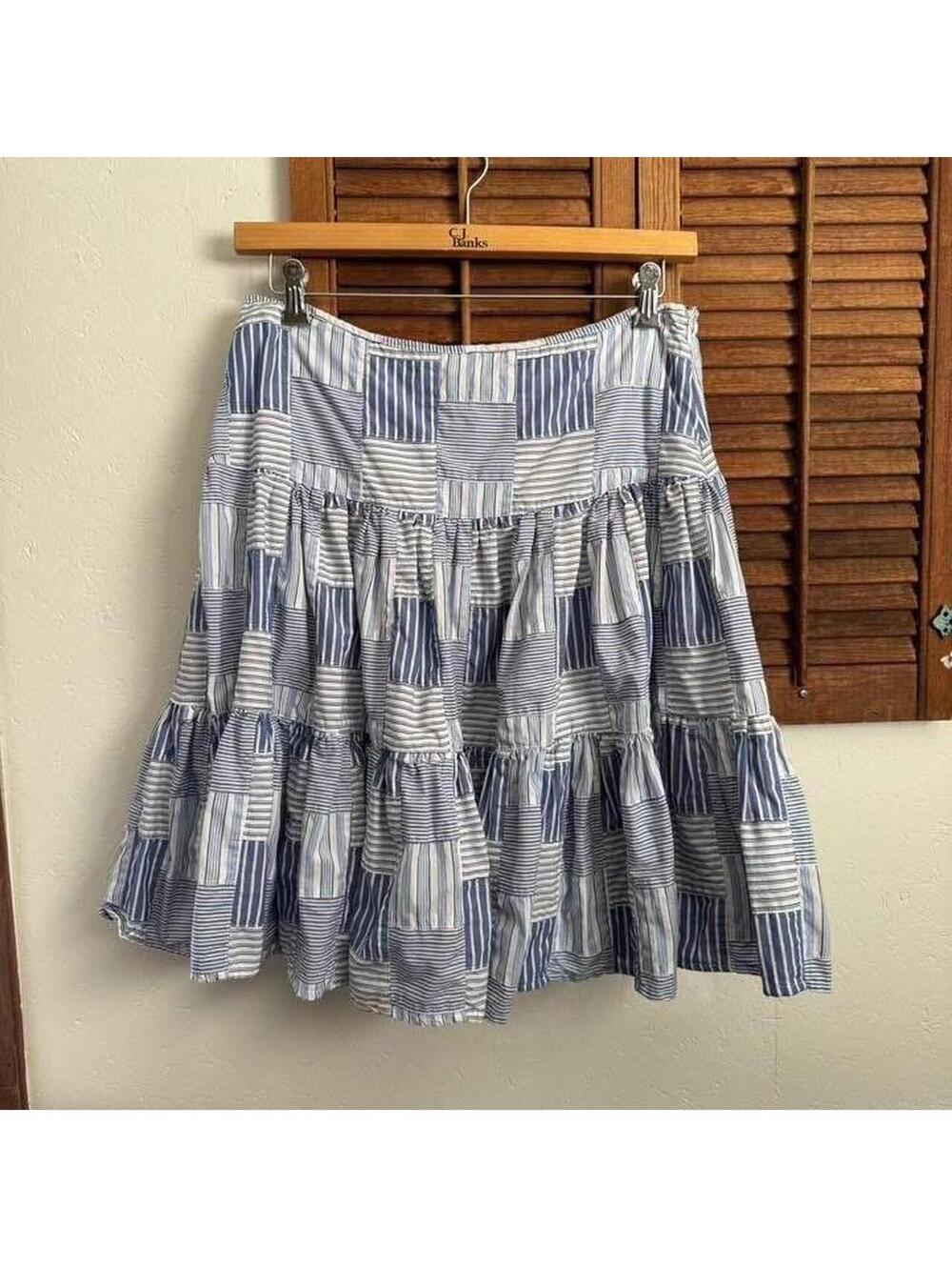 Vintage festival 100% cotton cottage core prairie skirt blue pattern